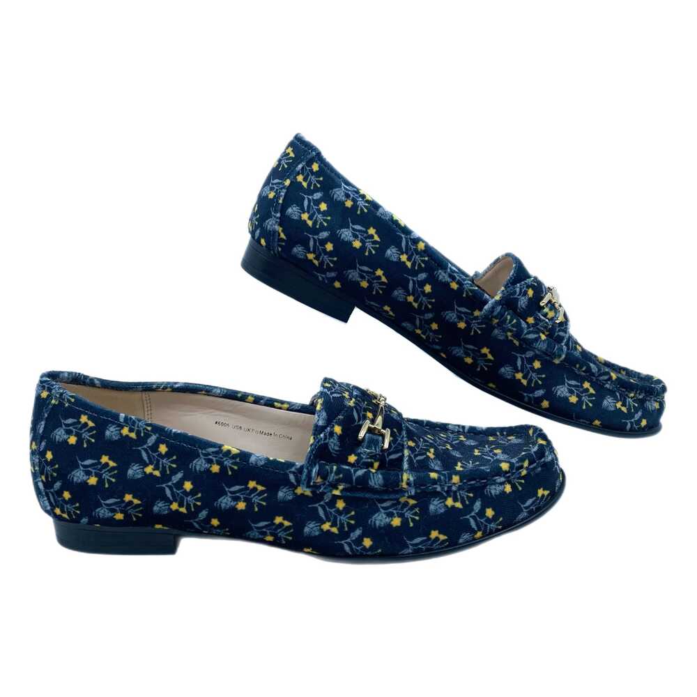 CAbi Blue Yellow Floral Velvet Loafers | Women’s Size 7.5